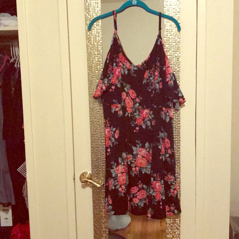 Forever 21 floral skater dress w/ cold shoulder